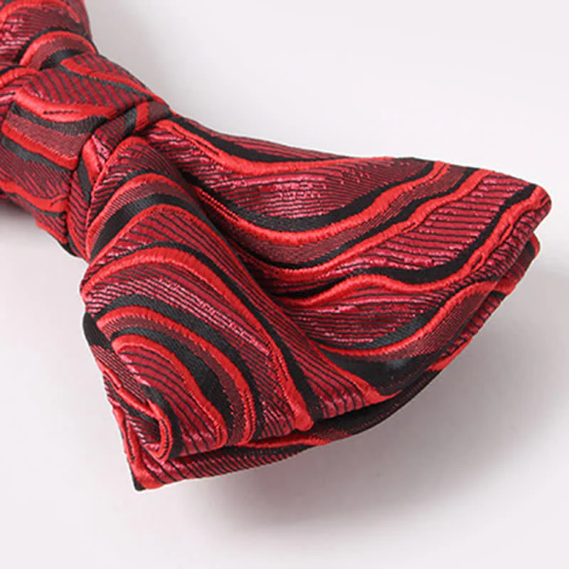 Men's Ocean Wave Printed Double Layered Bow Tie - Image 5