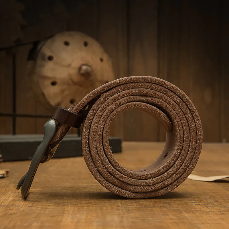 Men's Retro Handmade Trousers Leather Belt - Image 3