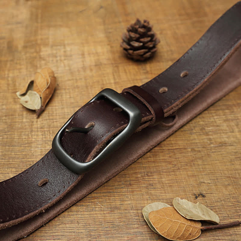 Men's Retro Handmade Trousers Leather Belt - Image 5