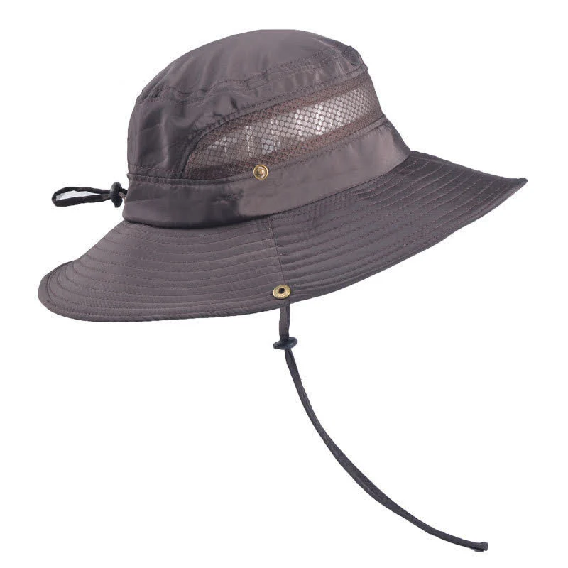 Men's Outdoor Breathable Mesh Large Brim Bucket Hat - Image 2