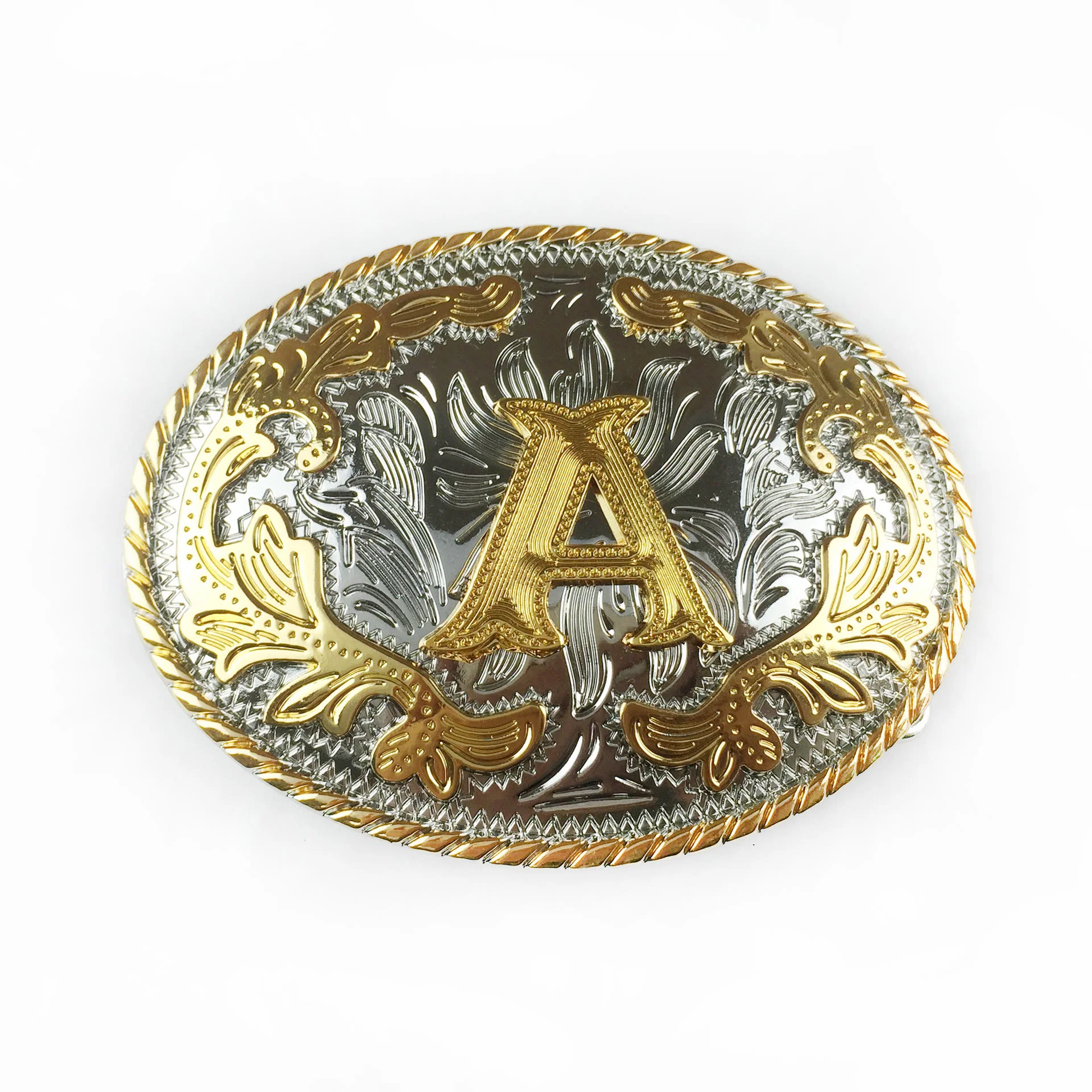 Men's Oval Golden Carved Letter Buckle Leather Belt - Image 11