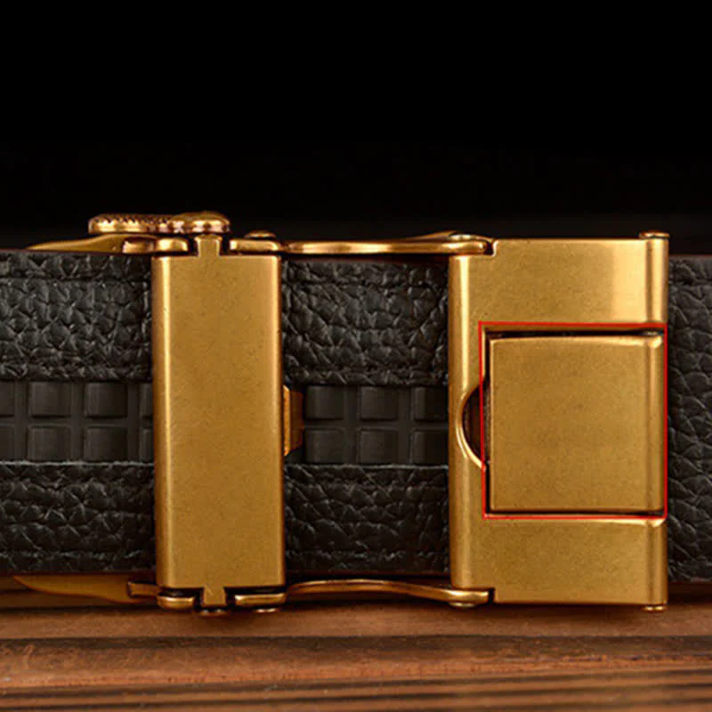 Men's Pack Of Wolves Crocodile Pattern Leather Belt - Image 4