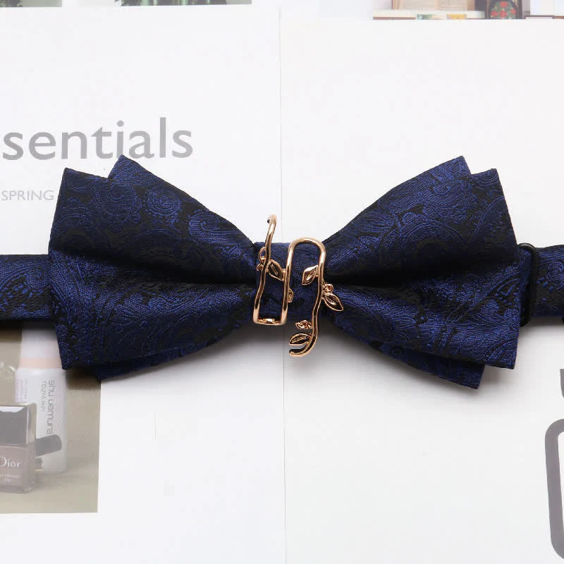 Men's Paisley Golden Vine Leaf Branch Bow Tie - Image 4