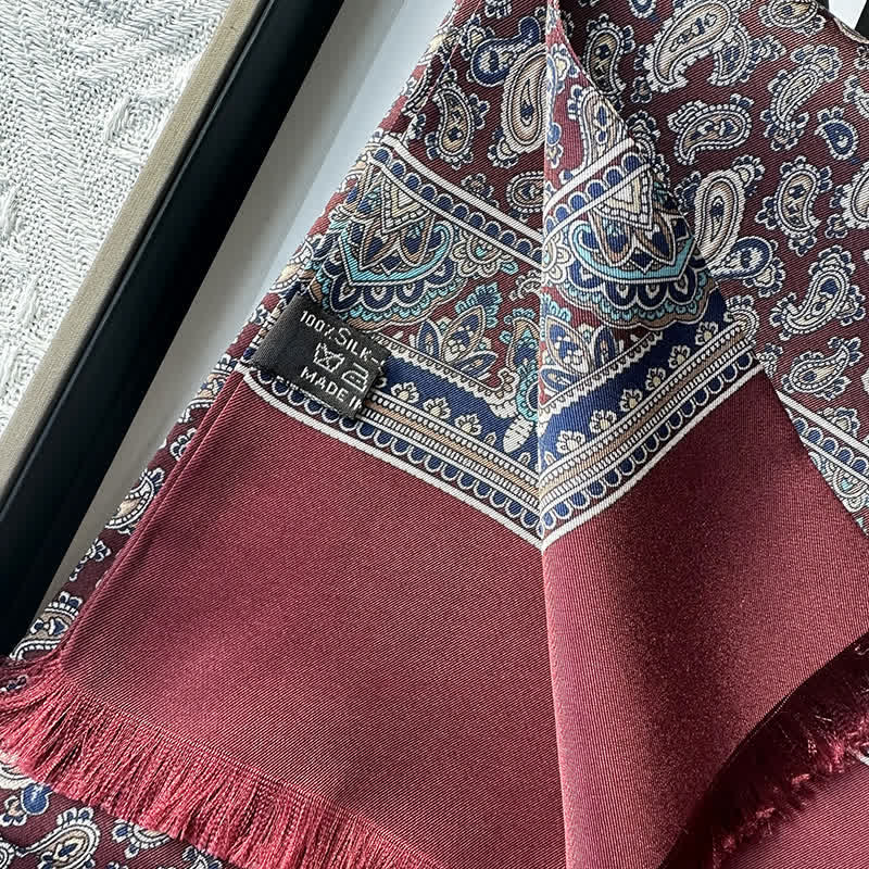 Men's Paisley Pattern British Style Thin Long Pure Silk Scarf - Image 11