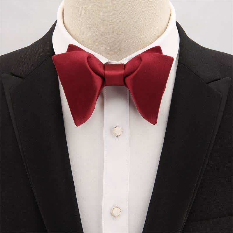Men's Paisley Solid Color Oversized Pointed Bow Tie - Image 8