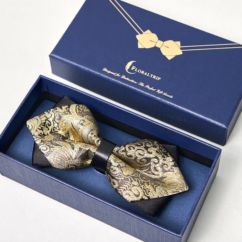 Men's Palace Gold Paisley Pointy Bow Tie - Image 4