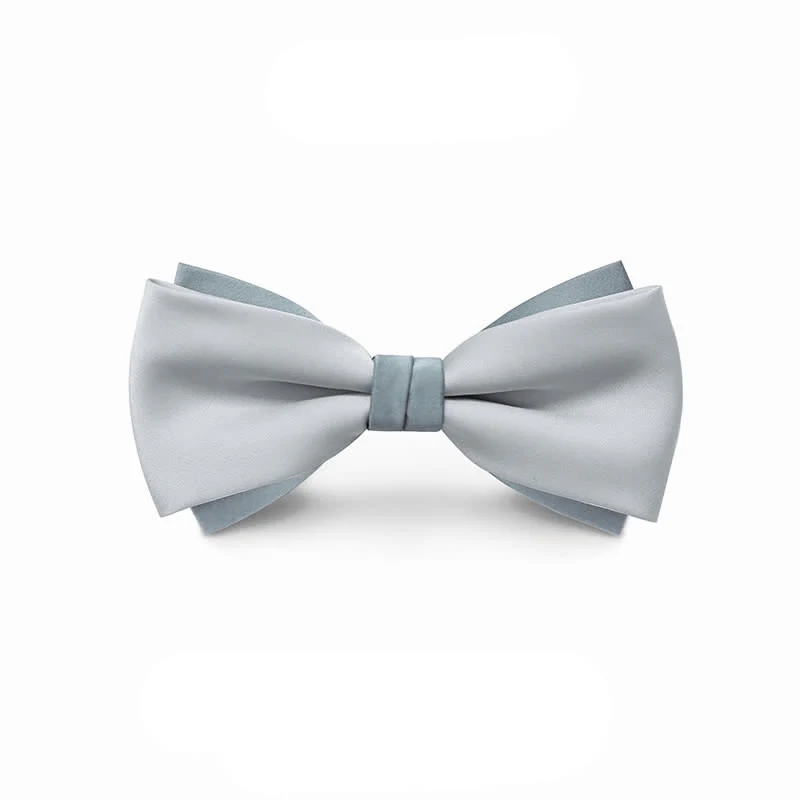 Men's Pale Color Double Layered Wedding Bow Tie - Image 10