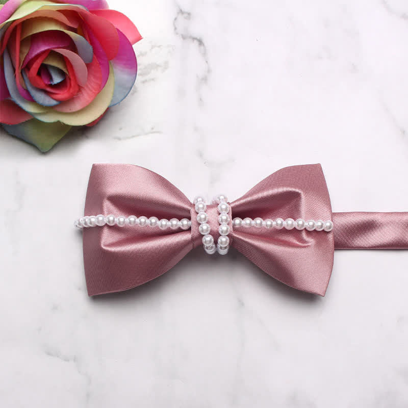 Men's Pearl Decor Chain Bow Tie - Image 8