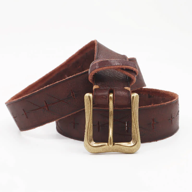 Men's Personality Hand-Cutting Cross Design Leather Belt - Image 6