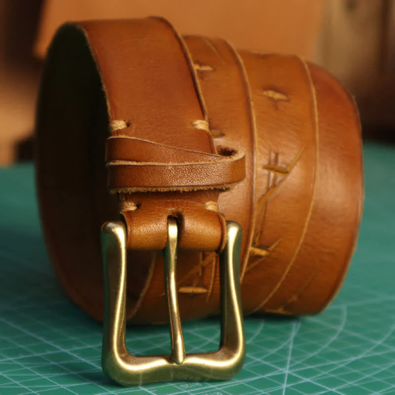 Men's Personality Hand-Cutting Cross Design Leather Belt - Image 8