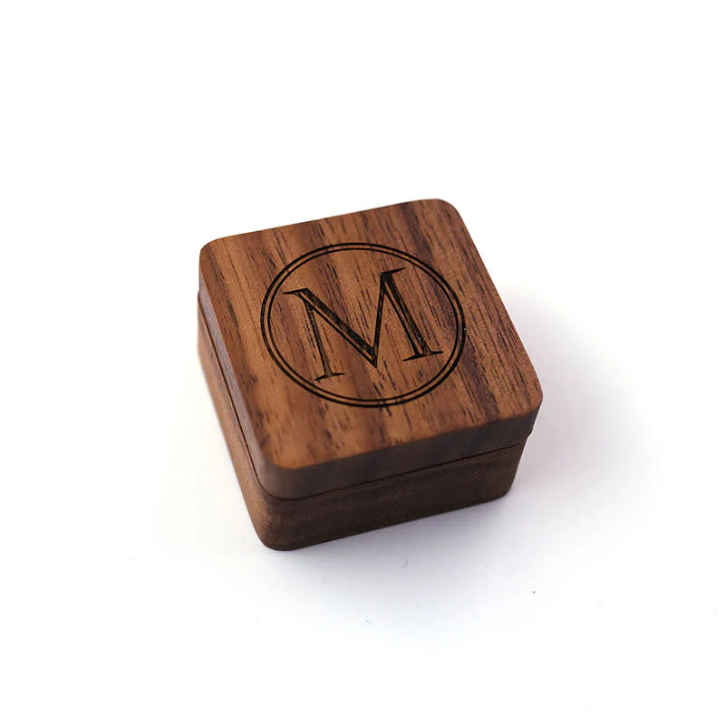 Men's Custom Letter Engrave Box Wooden Cufflinks - Image 9