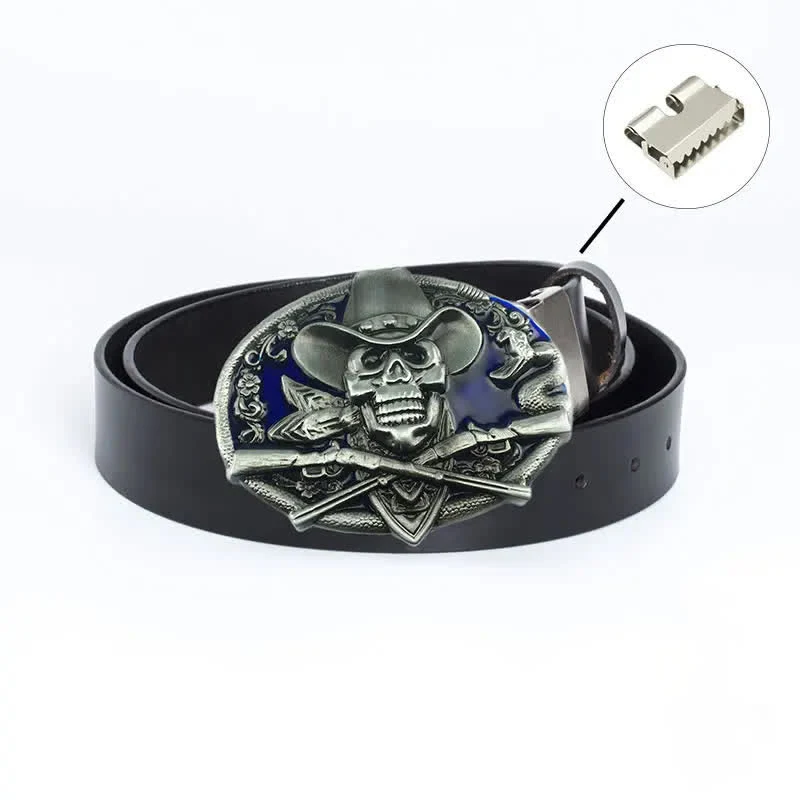 Men's Pirate Skull Cross Guns Leather Belt - Image 24