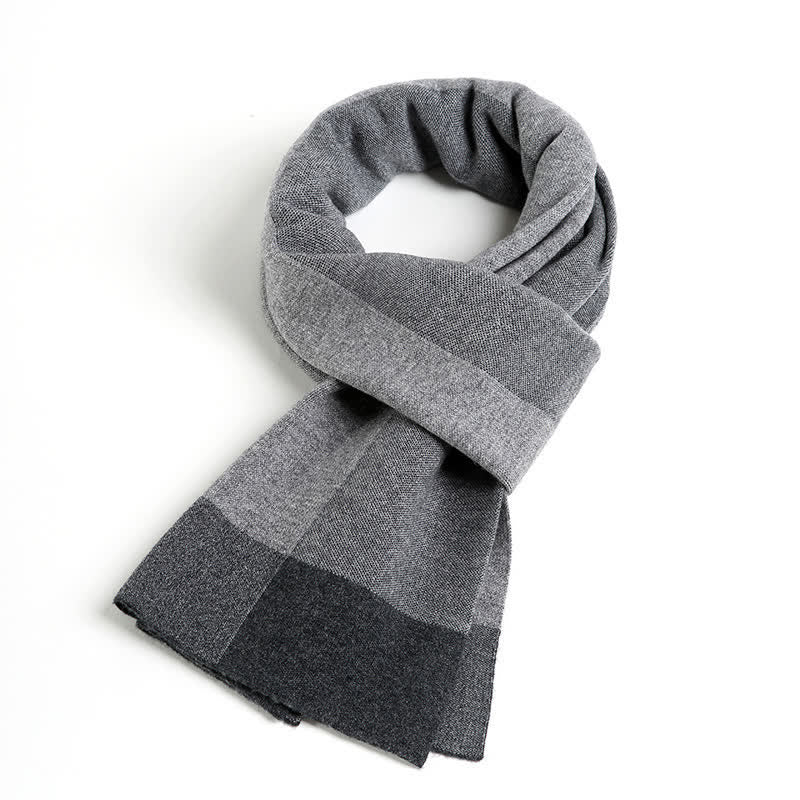 Men's Plaid Checked Contrast Color Block Wool Scarf - Image 7
