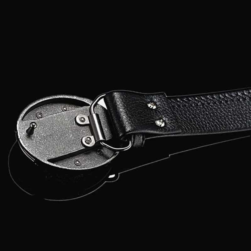 Men's Poker 4 Ace Leather Belt With Folding Knife - Image 8