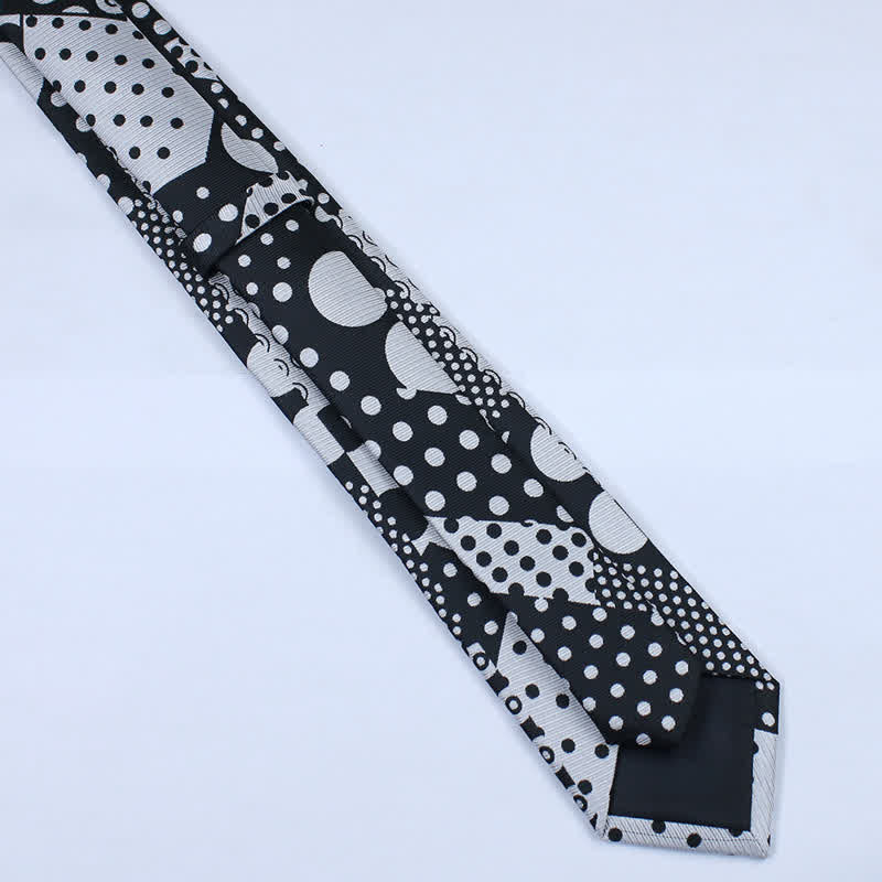 Men's Polka Dot Black And White Necktie - Image 7