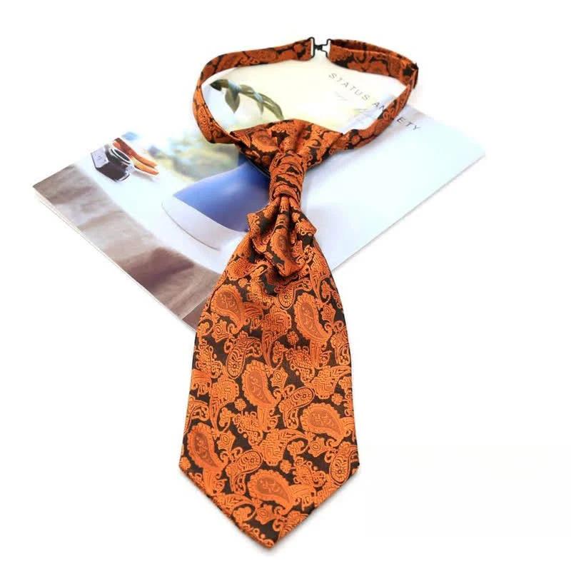Men's Pre-Tied Ruche Cravat Luxury Paisley Tuxedo Ascot Necktie - Image 12