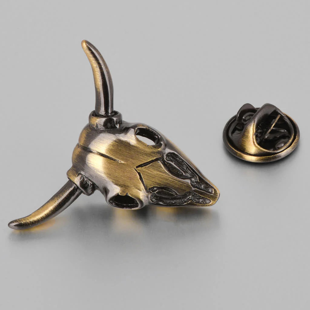 Men's Punk Charm Bull Head Brooch Pin - Image 2