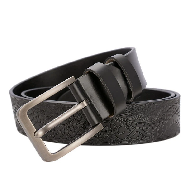 Men's Punk Dragon Embossed Pattern Leather Belt - Image 5
