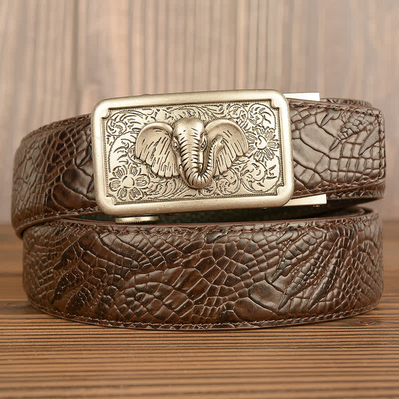 Men's Punk Elephant Alligator Pattern Leather Belt - Image 17