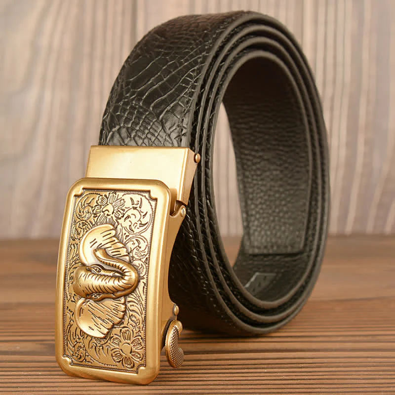 Men's Punk Elephant Alligator Pattern Leather Belt - Image 2