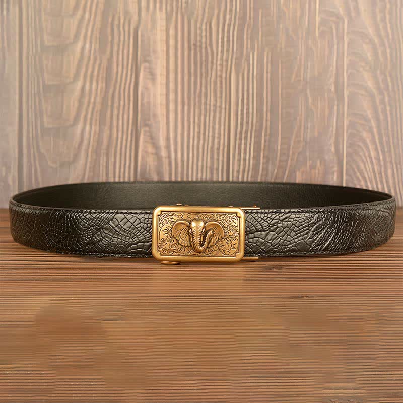 Men's Punk Elephant Alligator Pattern Leather Belt - Image 5