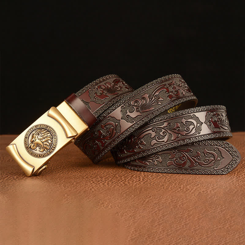 Men's Punk Lion Head Leather Belt - Image 3