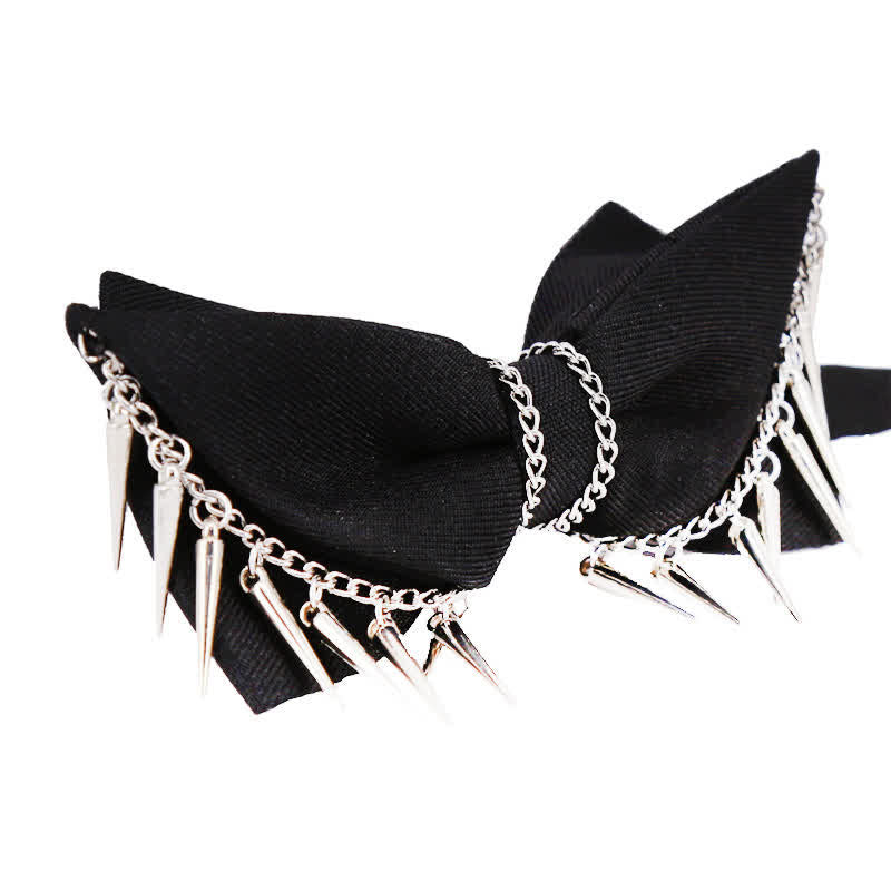 Men's Punk Style Rivet Chain Tassels Bow Tie - Image 3
