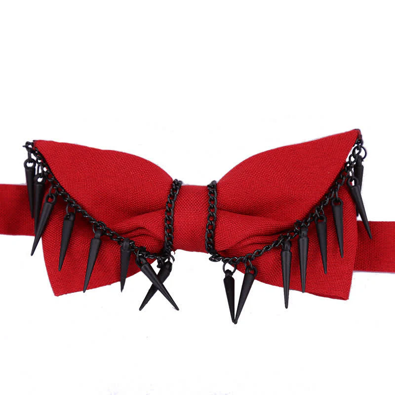 Men's Punk Style Rivet Chain Tassels Bow Tie - Image 8