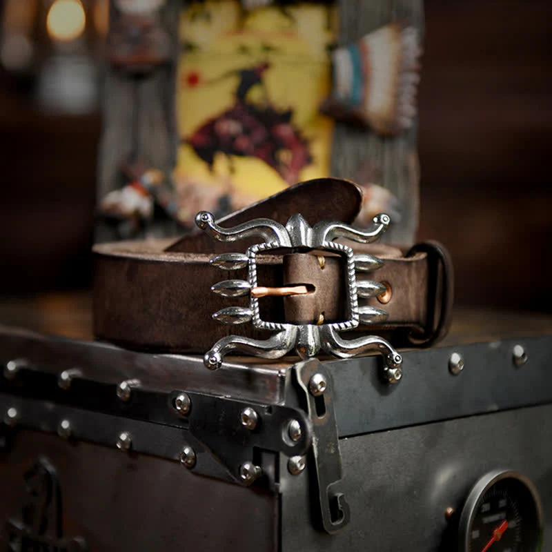 Men's Punk Trendy Cool Octopus Buckle Leather Belt - Image 13