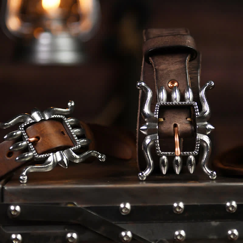 Men's Punk Trendy Cool Octopus Buckle Leather Belt - Image 2