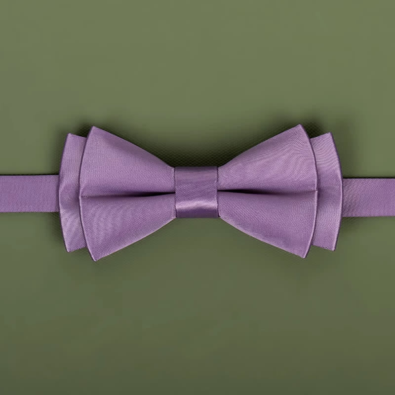 Men's Purple Mercerized Solid Color Bow Tie - Image 3