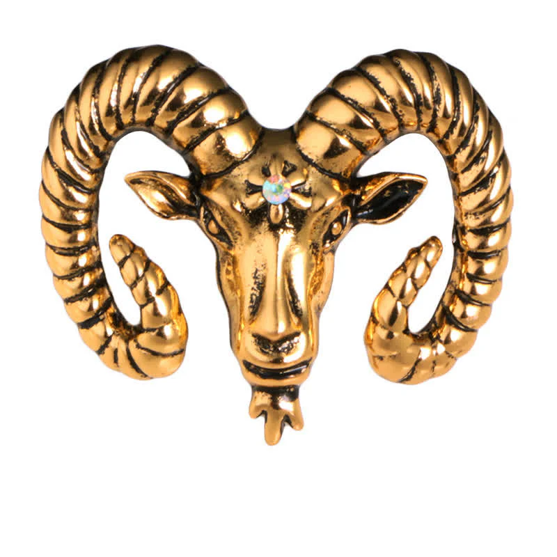 Men's Rams Head Animal Accessories Brooch - Image 6