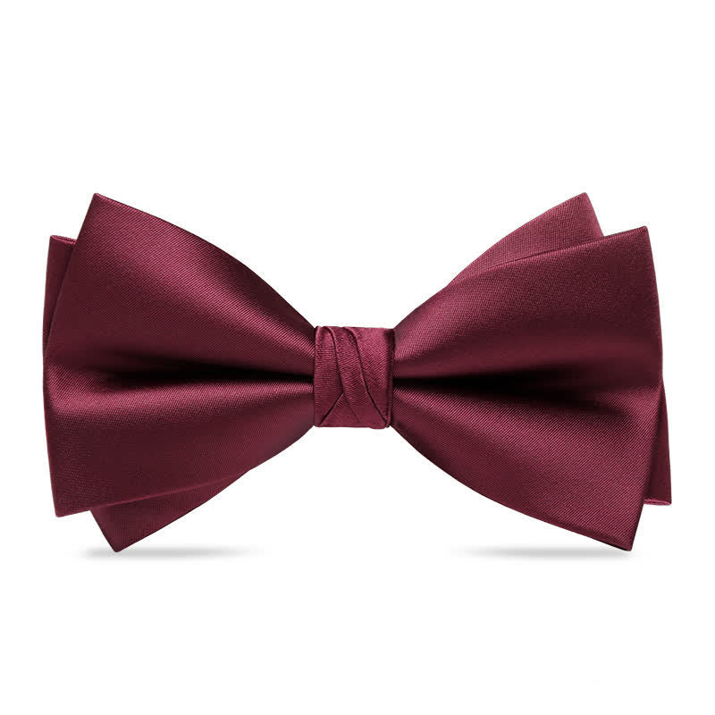 Men's Red Black Double-Layered Wedding Groom Bow Tie - Image 6