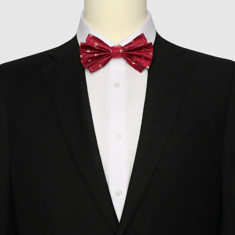 Men's Red Fragrant Tiny Flowers Bow Tie - Image 2