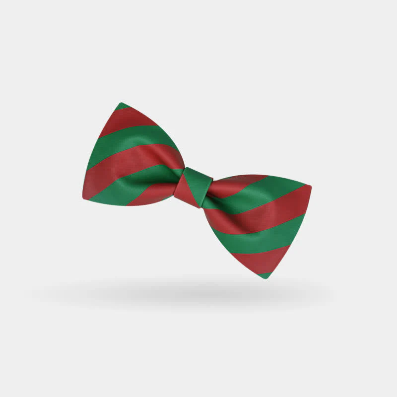 Men's Red & Green Christmas Stripes Bow Tie - Image 2