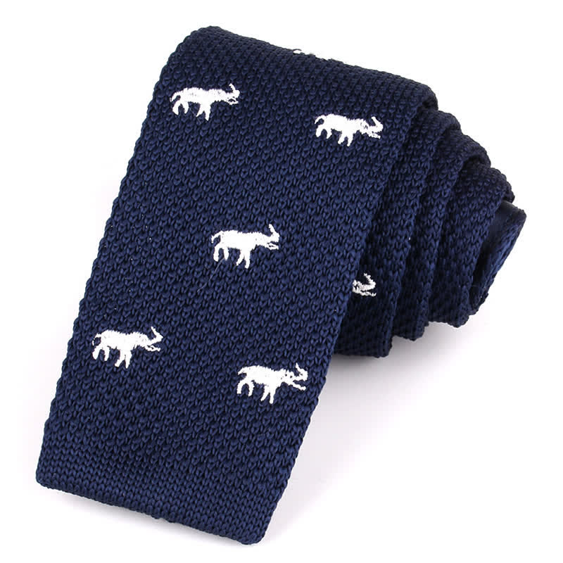 Men's Repeating Motifs Skinny Knitted Necktie - Image 10