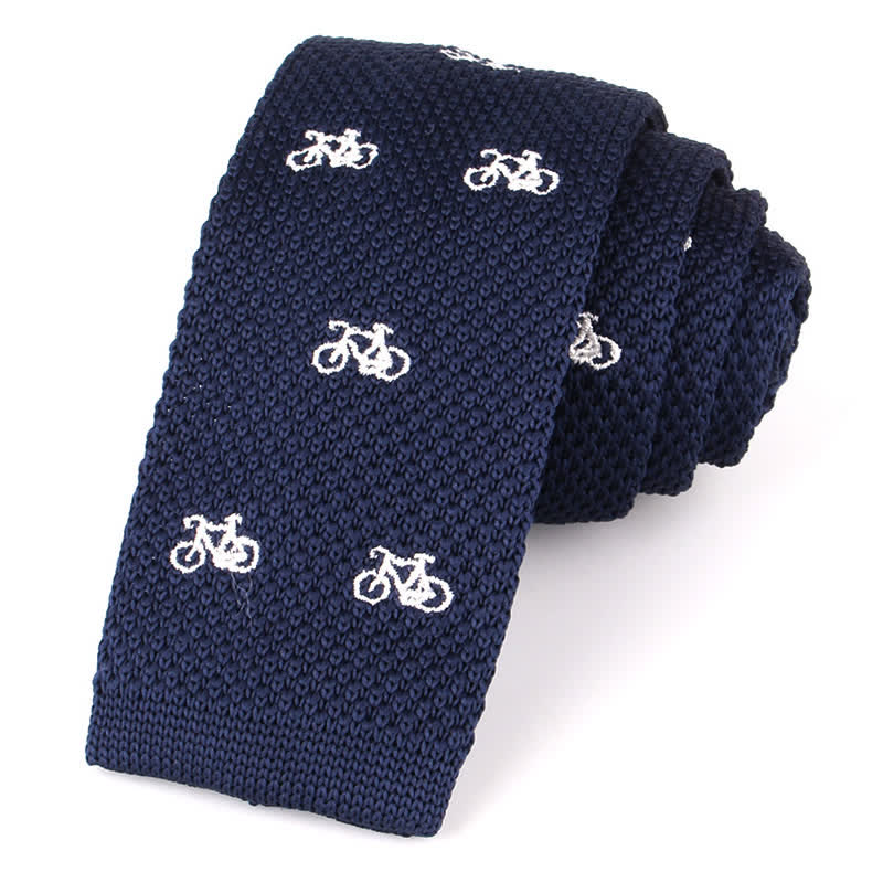 Men's Repeating Motifs Skinny Knitted Necktie - Image 11