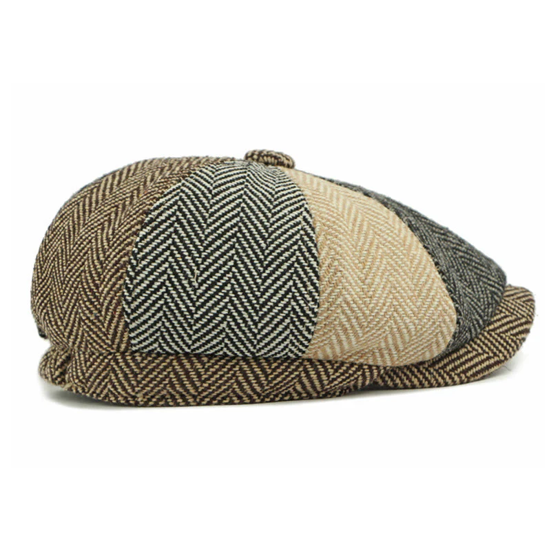 Men's Retro British Style Color Blocked Beret Hat - Image 5