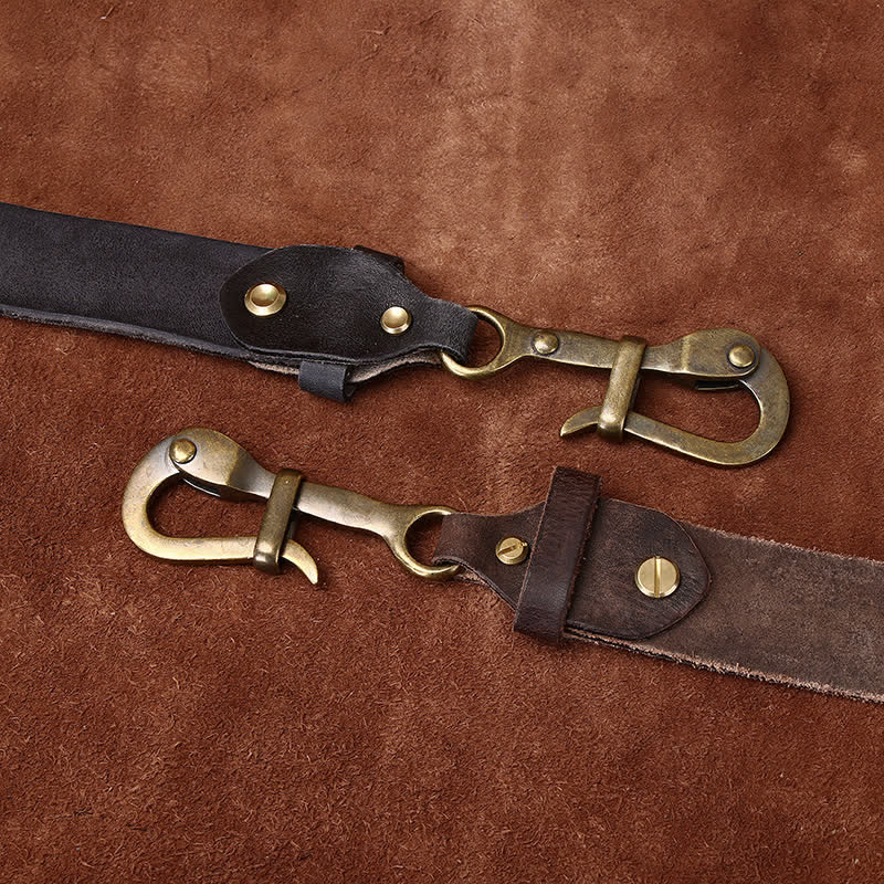 Men's Retro Distressed Hook Buckle Cavalry Leather Belt - Image 5
