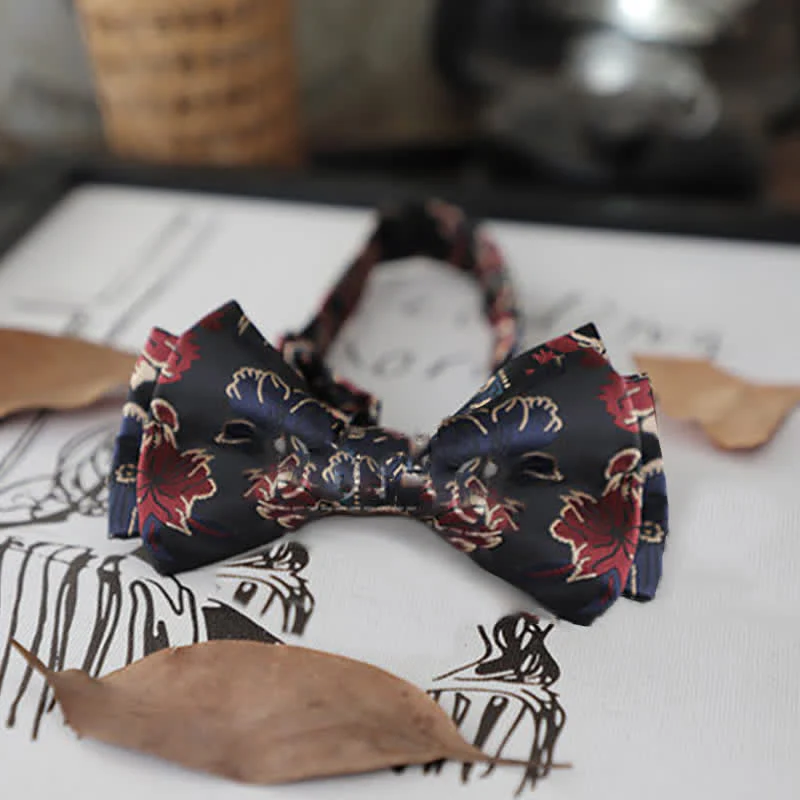 Men's Retro Floral Leaves Bow Tie - Image 3