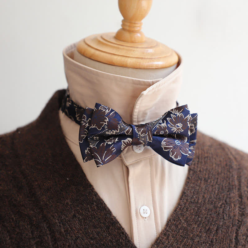 Men's Retro Floral Leaves Bow Tie - Image 4