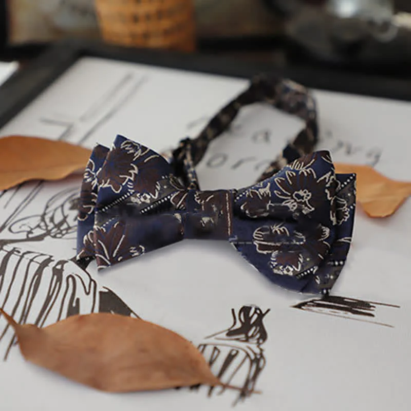 Men's Retro Floral Leaves Bow Tie - Image 5