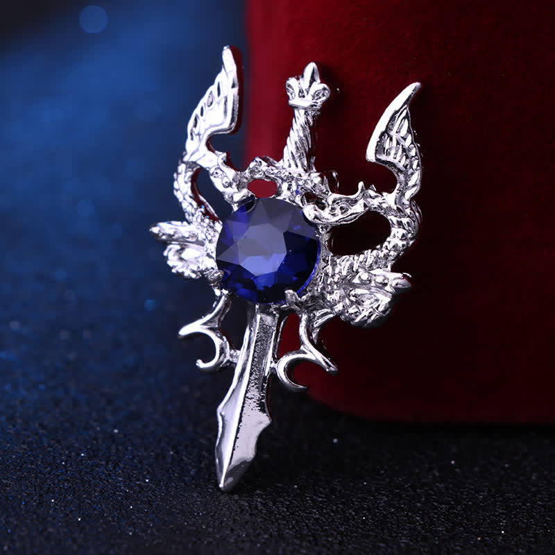 Men's Retro Gem Dragon Sword Brooch - Image 10