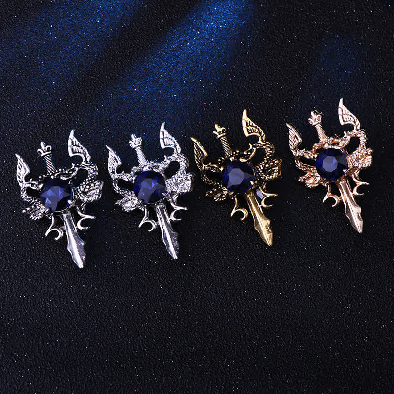 Men's Retro Gem Dragon Sword Brooch - Image 2