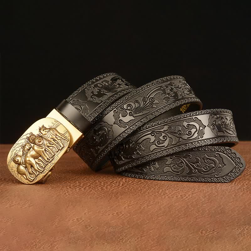 Men's Retro Pack Of Wolves Leather Belt - Image 11