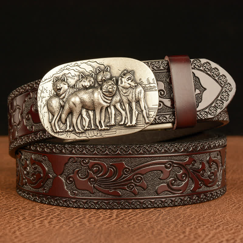 Men's Retro Pack Of Wolves Leather Belt - Image 12
