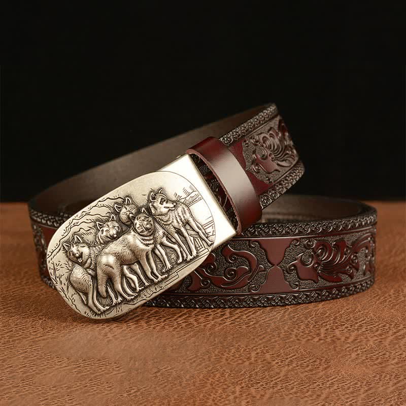 Men's Retro Pack Of Wolves Leather Belt - Image 13