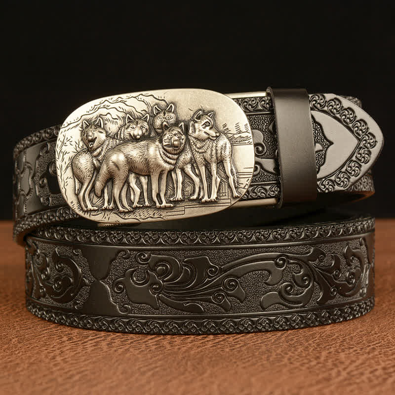 Men's Retro Pack Of Wolves Leather Belt - Image 15