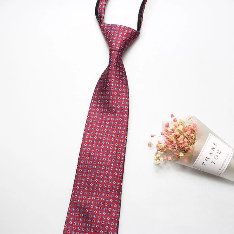 Men's Retro Paisley Flower Zipper Tie Necktie - Image 2