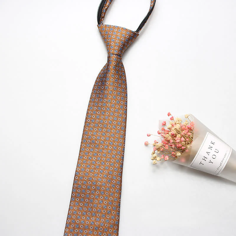 Men's Retro Paisley Flower Zipper Tie Necktie - Image 3